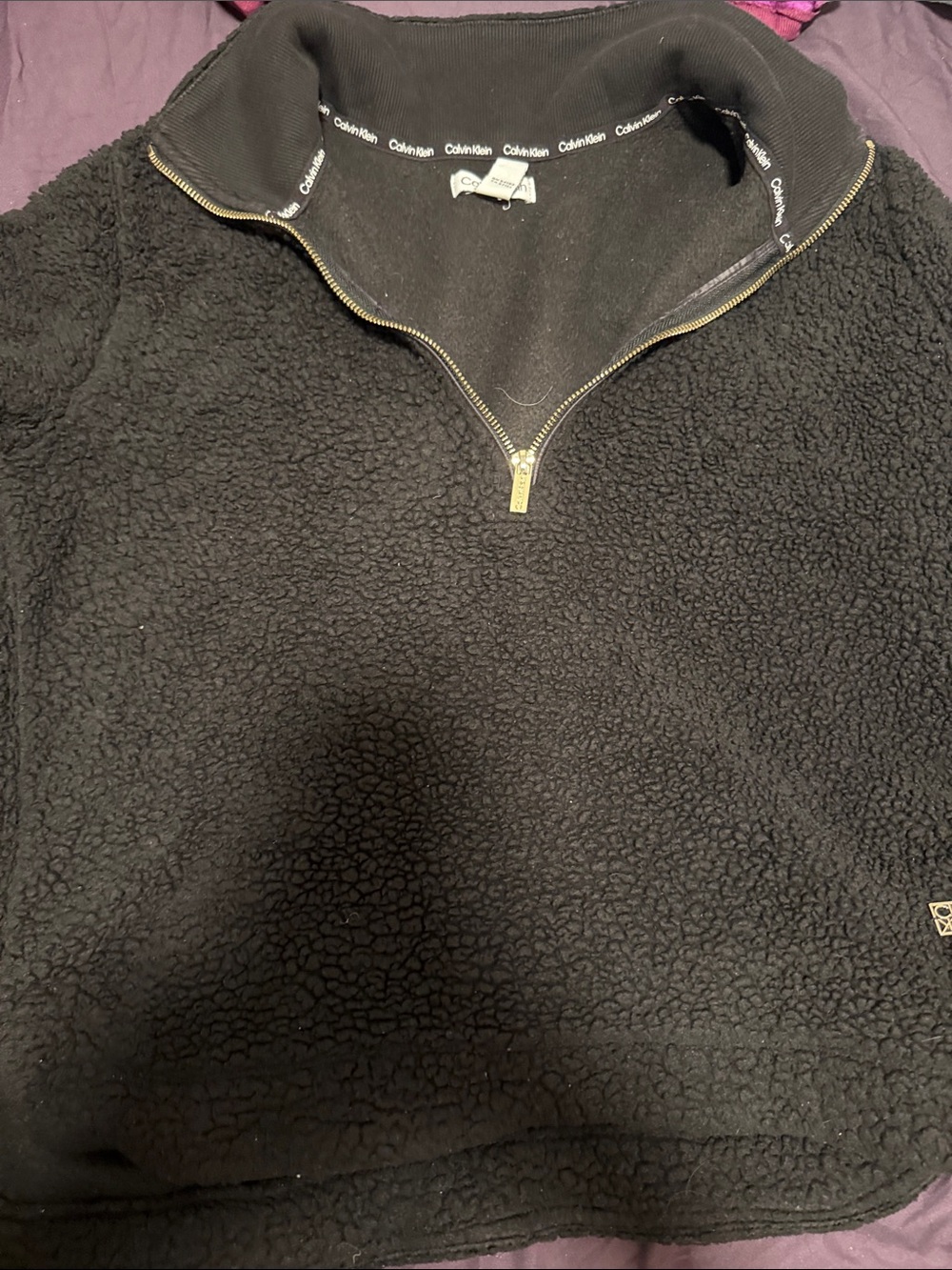 Calvin Klein Black Sherpa Zip Pullover
